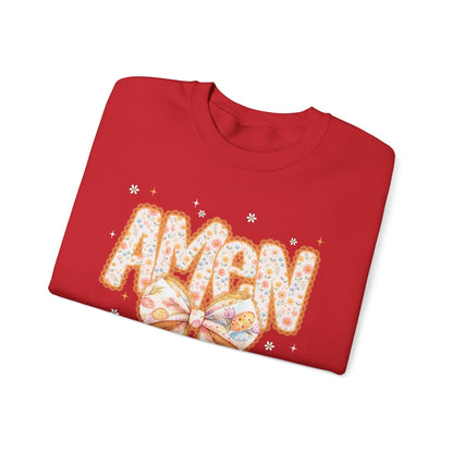 Crewneck Sweatshirt — 'AMAW' Pastel Bow Glitter Graphic