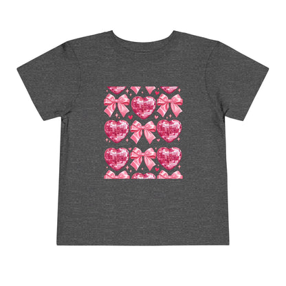 Toddler Tee - Pink Heart & Bow Pattern Valentine Shirt