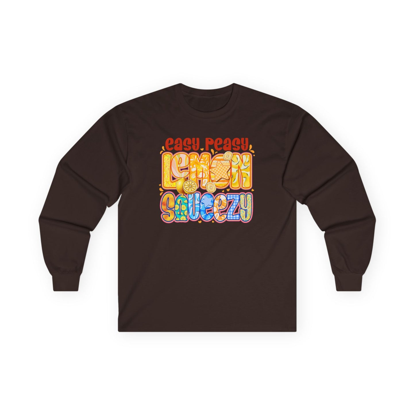 Easy Peasy Lemon Squeezy Long Sleeve Tee — Retro Colorful Graphic Shirt