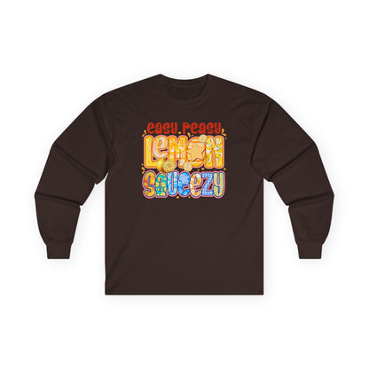 Easy Peasy Lemon Squeezy Long Sleeve Tee — Retro Colorful Graphic Shirt