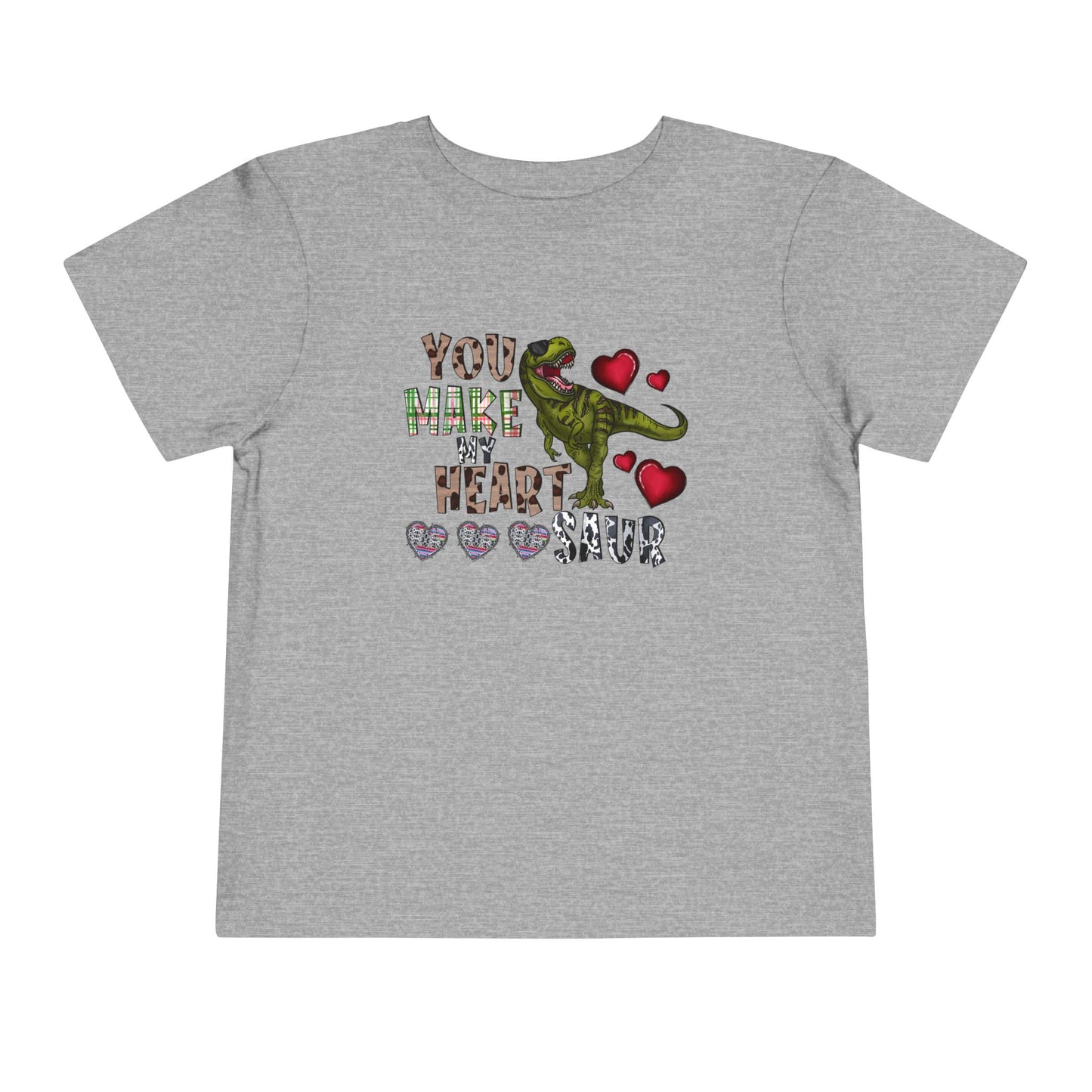 Toddler Tee — "You Make My Heart-Saur" Dinosaur Valentine Shirt