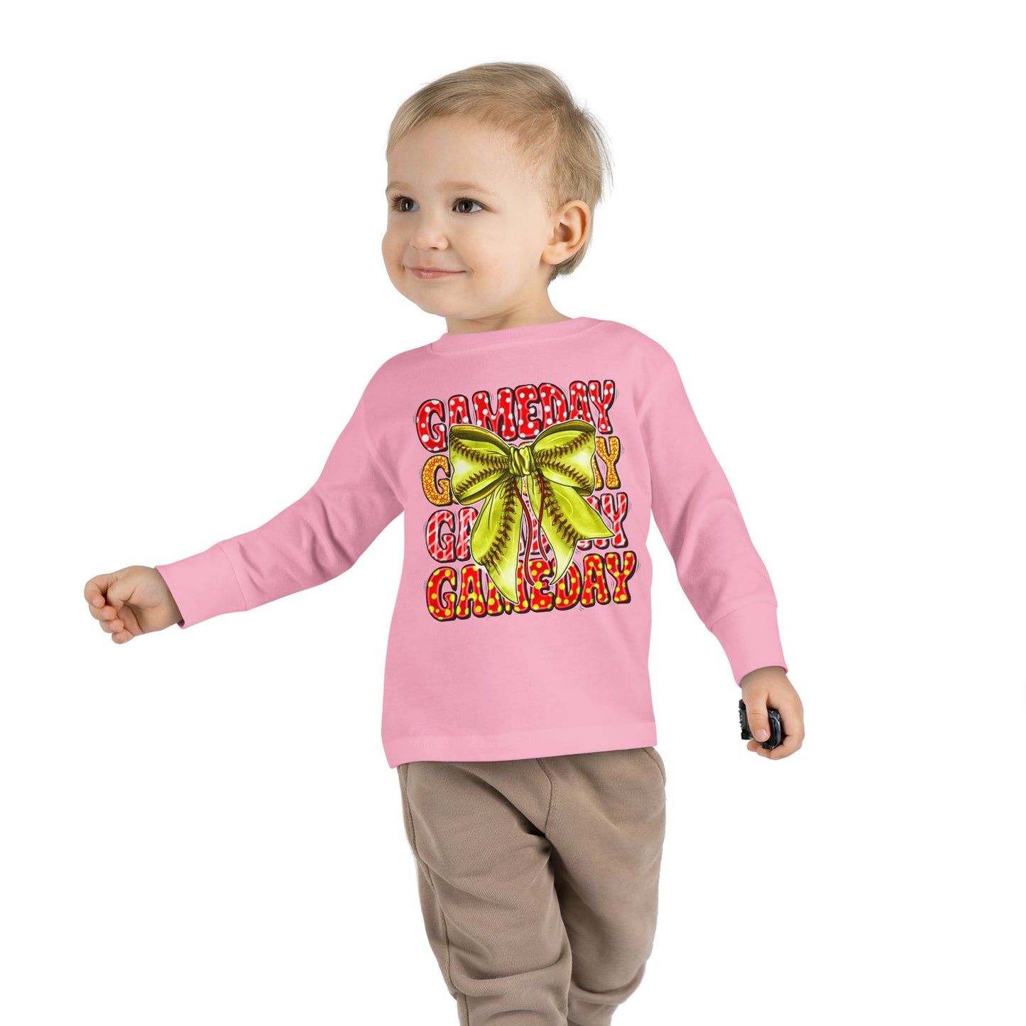Gameday Toddler Long Sleeve Tee – Cheer Bow Football Fan Shirt