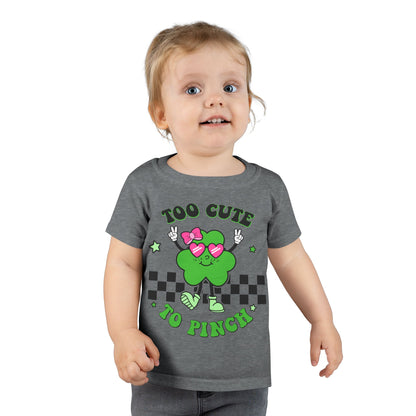 Toddler T-shirt — "Too Cute to Pinch" St. Patrick's Day Shamrock Tee