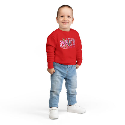 Toddler Sweatshirt - "I Am Loved" John 3:16 Pink Cross Faith Pullover