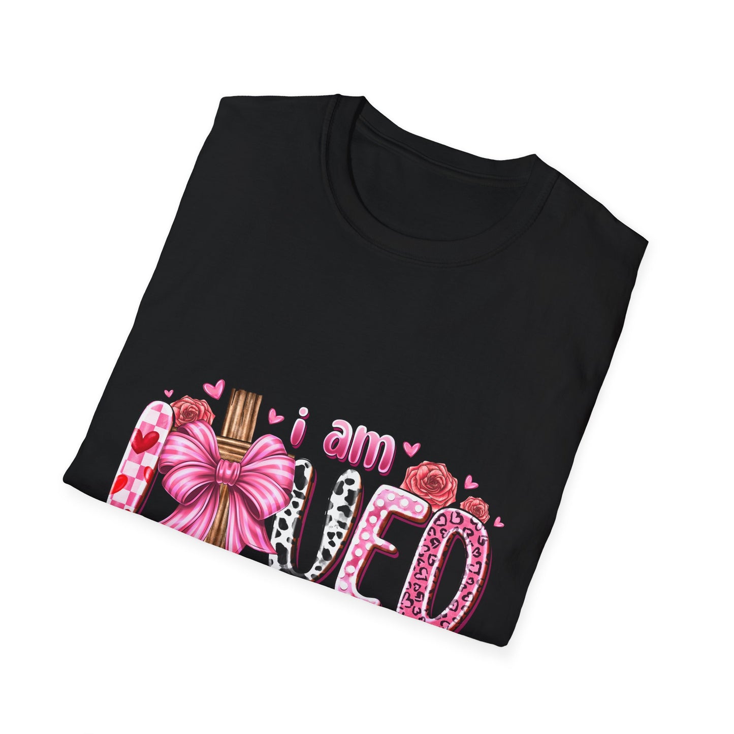 I Am Loved John 3:16 T-Shirt — Pink Floral Christian Faith Tee