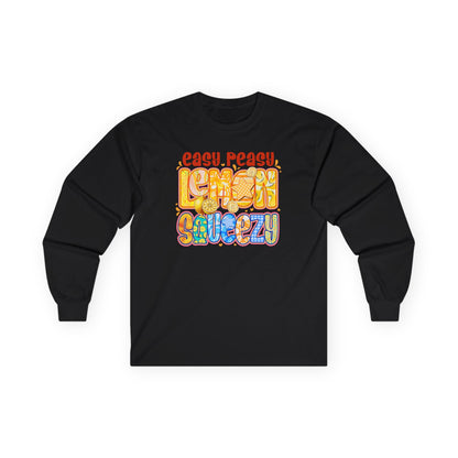 Easy Peasy Lemon Squeezy Long Sleeve Tee — Retro Colorful Graphic Shirt