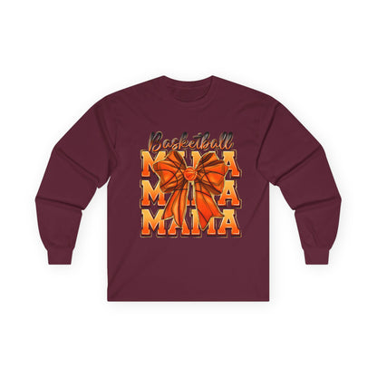 Basketball Mama Long Sleeve Tee — Orange Bow Mom Shirt