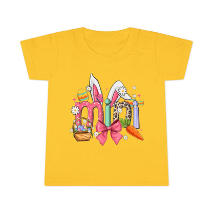 Easter Bunny Letters Toddler T-Shirt — Cute Spring Easter Egg & Carrot Design