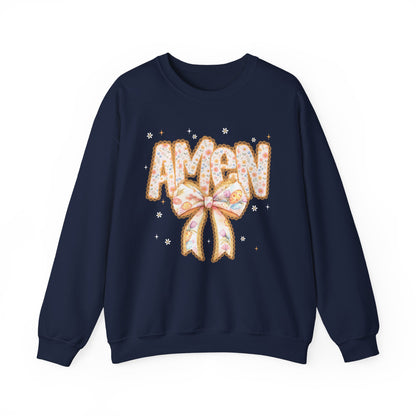 Crewneck Sweatshirt — 'AMAW' Pastel Bow Glitter Graphic