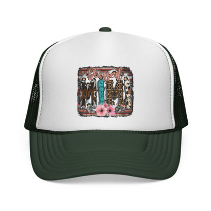 Cowgirl Trio Trucker Cap — Western Floral Graphic Mesh Hat