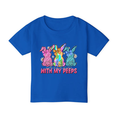 Toddler T-Shirt "With My Peeps" Colorful Easter Bunny Crew
