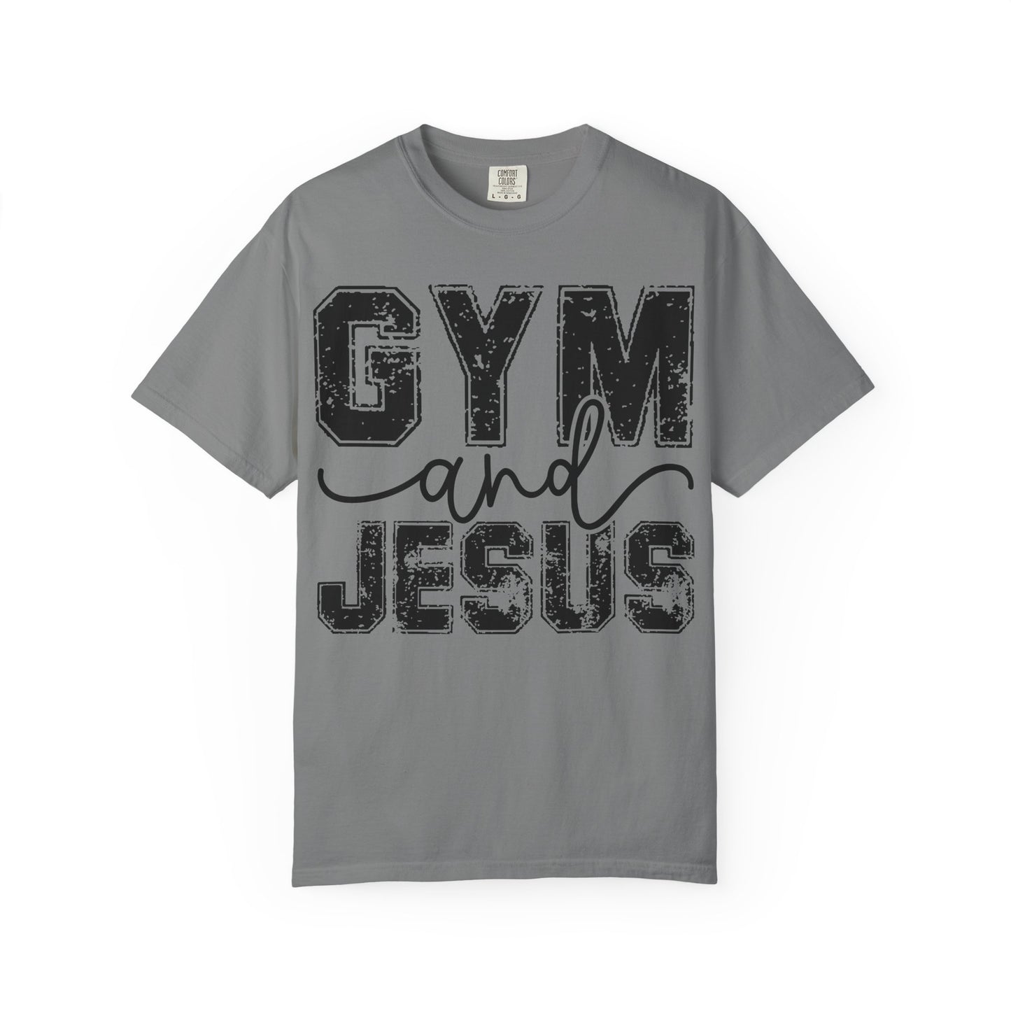 Gym and Jesus T-Shirt – Faith & Fitness Graphic Tee- COMFORT COLORS