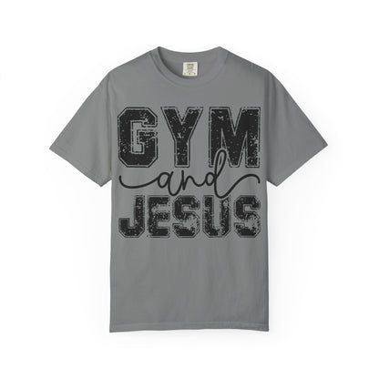 Gym and Jesus T-Shirt – Faith & Fitness Graphic Tee- COMFORT COLORS