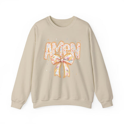 Crewneck Sweatshirt — 'AMAW' Pastel Bow Glitter Graphic