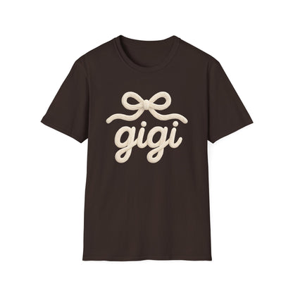 Gigi Script Bow T-Shirt — Cute Grandma Gigi Gift