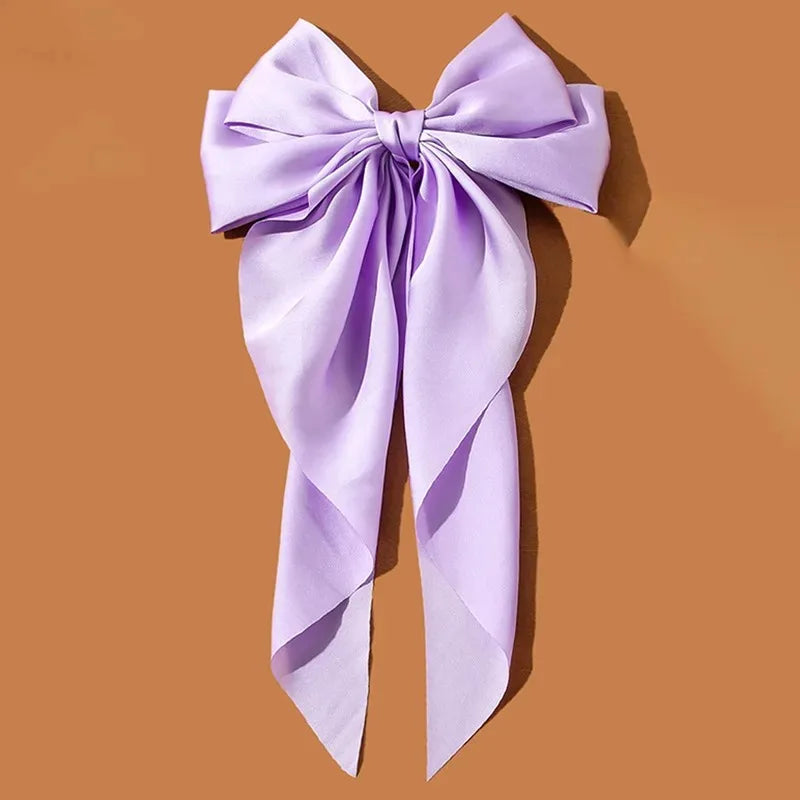 Hair Clips for Women Girls Big Bowknot Solid Satin