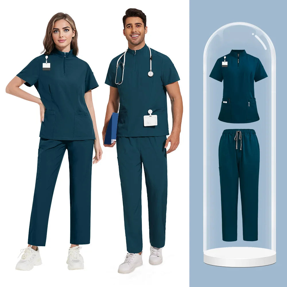 Medical Scrubs Short Sleeved Top+pants
