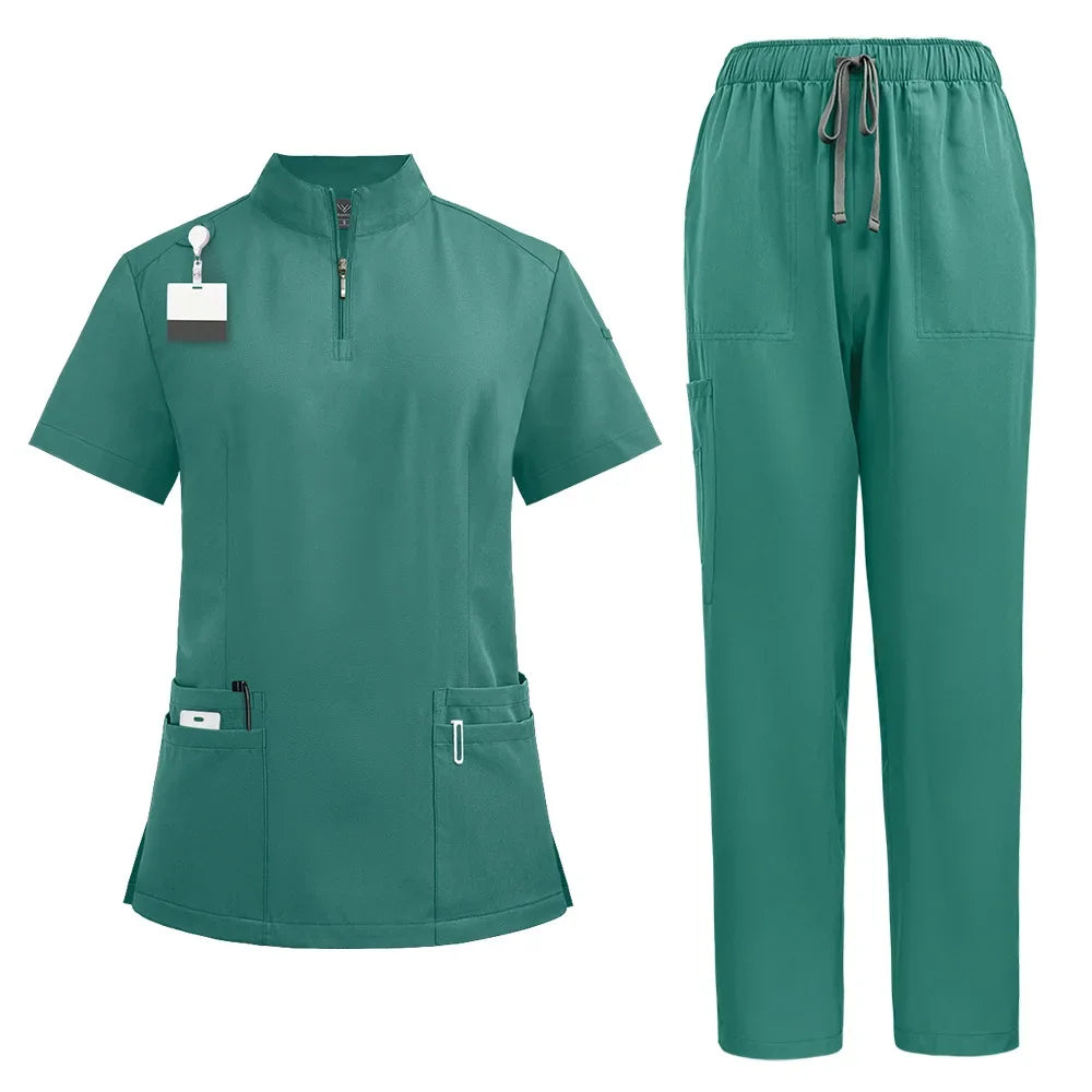 Medical Nurse Surgical Uniforms Woman Scrub Set