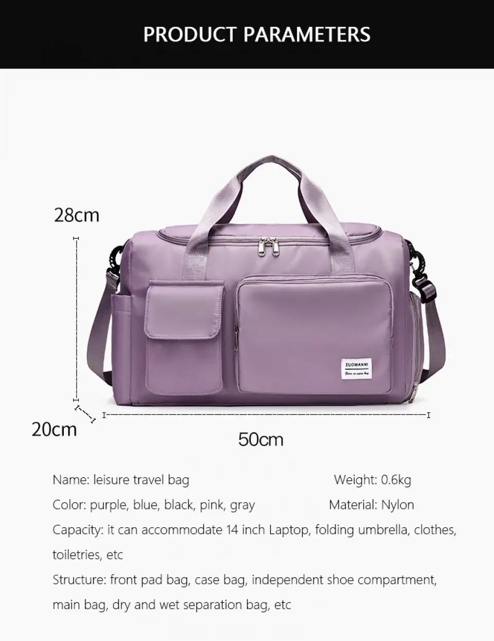 UNIXINU Carry On Travel Bag Large Capacity