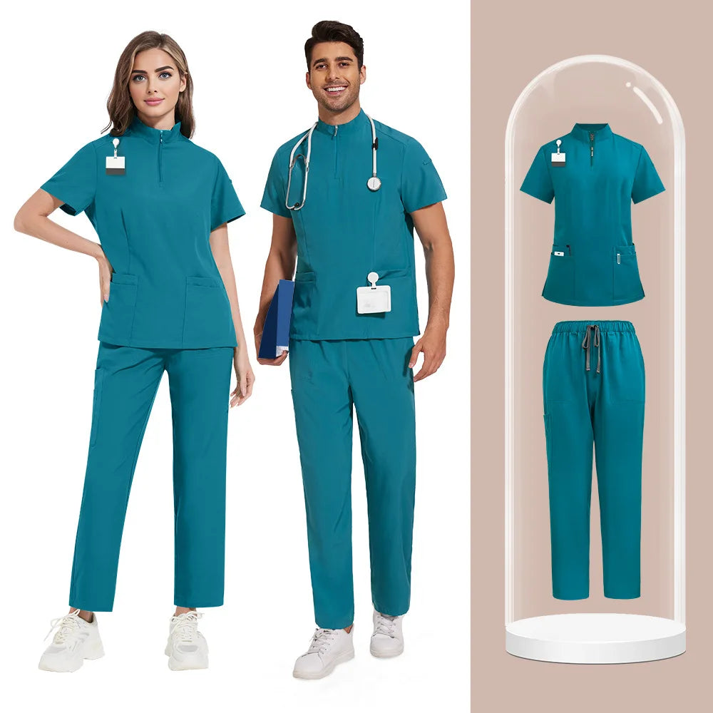 Medical Scrubs Short Sleeved Top+pants