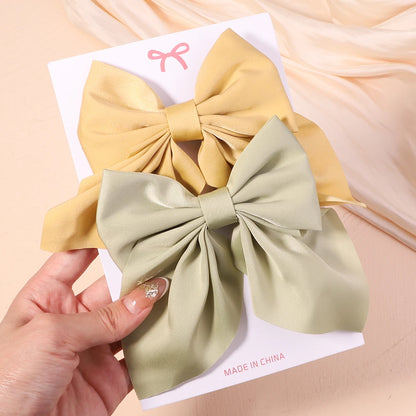 2Pcs/set Sweet Solid Bowknot Hair Clips for Women Girls Print Bows Hairpins Barrettes Duckbill Clip Headwear Hair Accessories