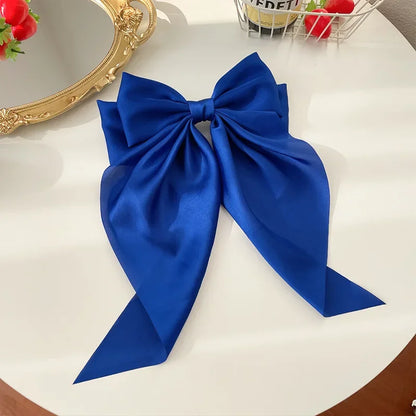 Hair Clips for Women Girls Big Bowknot Solid Satin