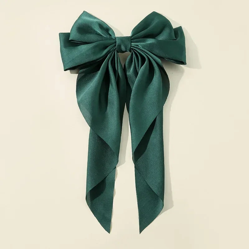 Hair Clips for Women Girls Big Bowknot Solid Satin