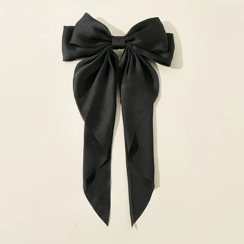 Hair Clips for Women Girls Big Bowknot Solid Satin