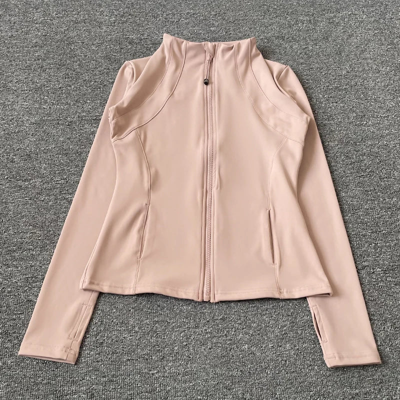 Quick Dry Collar Fitness Jacket For Women Slim-Fit Zipper
