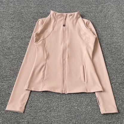 Quick Dry Collar Fitness Jacket For Women Slim-Fit Zipper