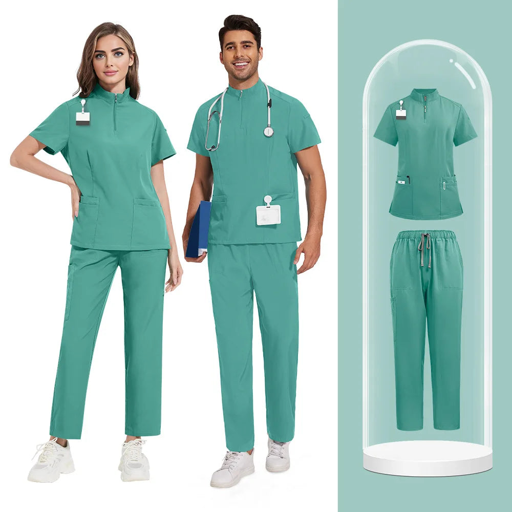 Medical Scrubs Short Sleeved Top+pants