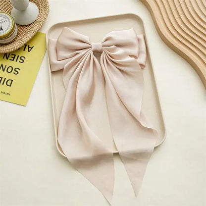 Hair Clips for Women Girls Big Bowknot Solid Satin