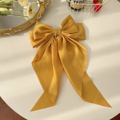 Hair Clips for Women Girls Big Bowknot Solid Satin