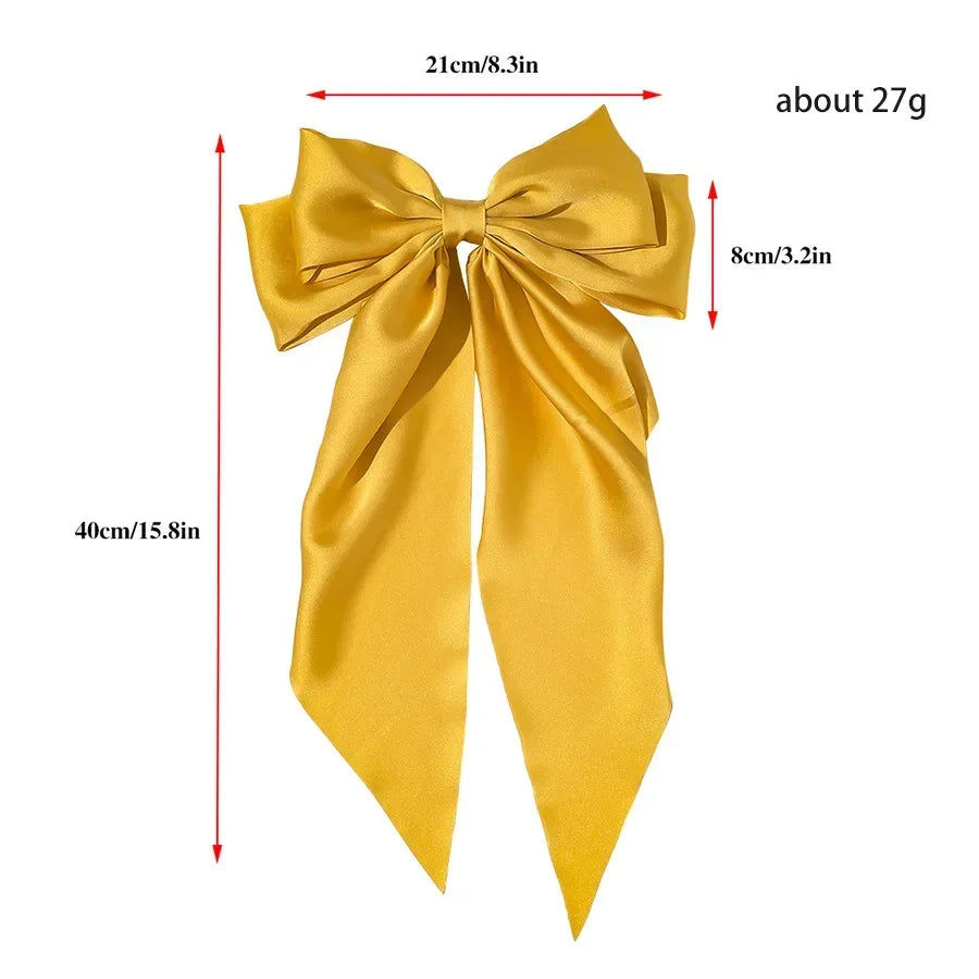 Hair Clips for Women Girls Big Bowknot Solid Satin