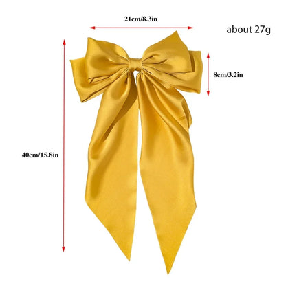 Hair Clips for Women Girls Big Bowknot Solid Satin