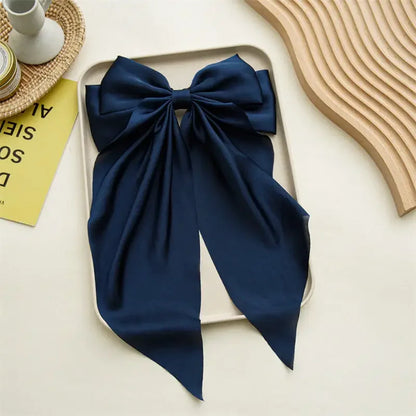 Hair Clips for Women Girls Big Bowknot Solid Satin