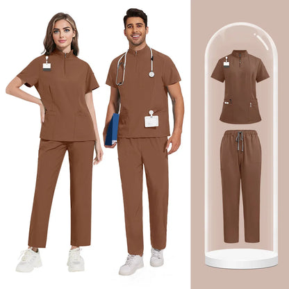 Medical Scrubs Short Sleeved Top+pants
