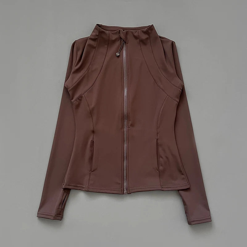 Quick Dry Collar Fitness Jacket For Women Slim-Fit Zipper