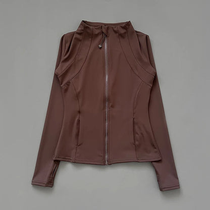 Quick Dry Collar Fitness Jacket For Women Slim-Fit Zipper