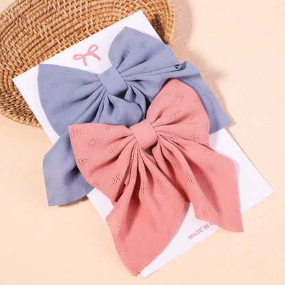 2Pcs/set Sweet Solid Bowknot Hair Clips for Women Girls Print Bows Hairpins Barrettes Duckbill Clip Headwear Hair Accessories