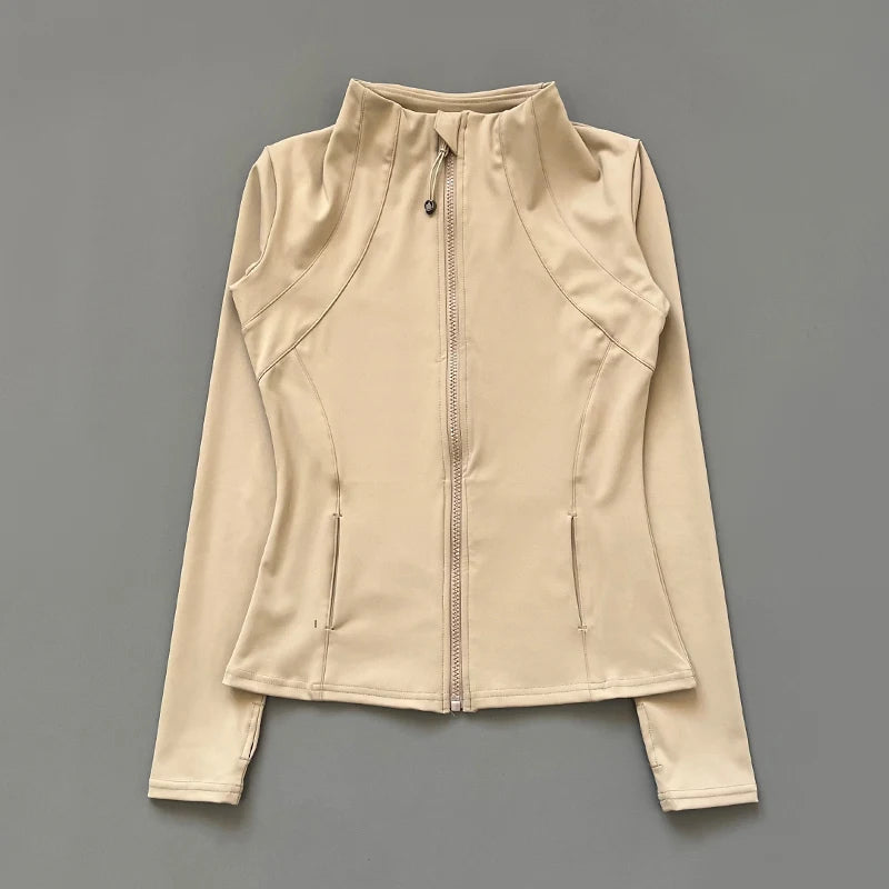 Quick Dry Collar Fitness Jacket For Women Slim-Fit Zipper