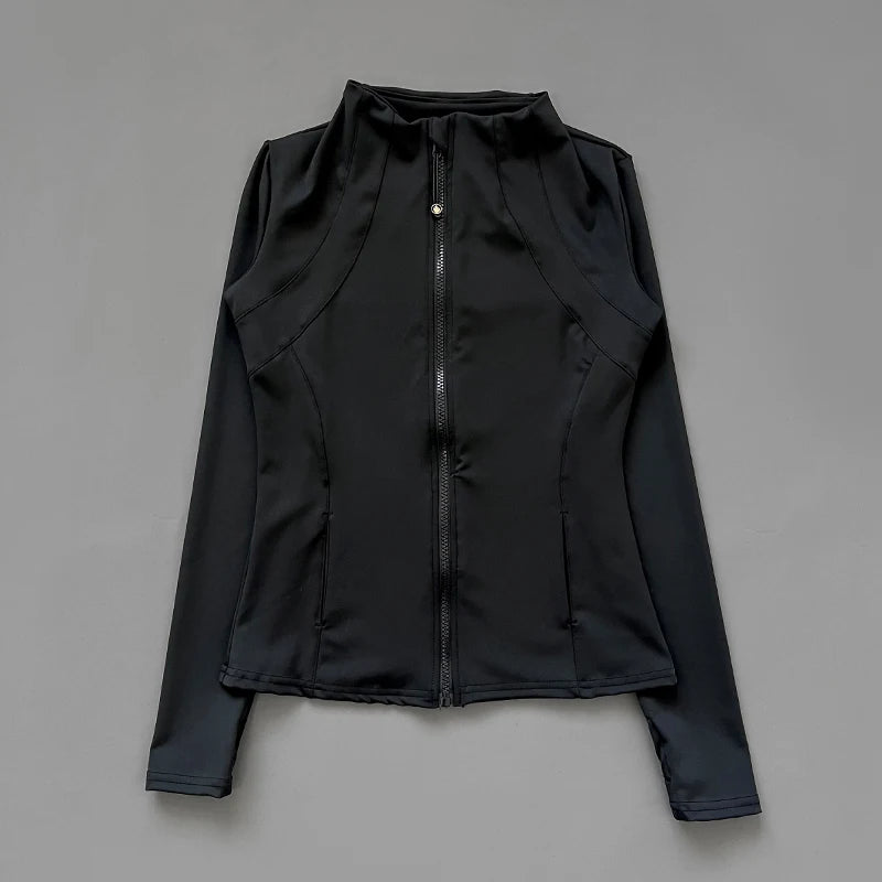 Quick Dry Collar Fitness Jacket For Women Slim-Fit Zipper
