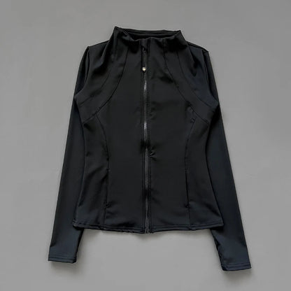 Quick Dry Collar Fitness Jacket For Women Slim-Fit Zipper