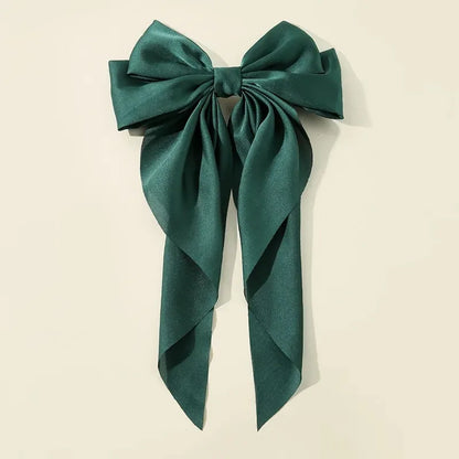 Hair Clips for Women Girls Big Bowknot Solid Satin