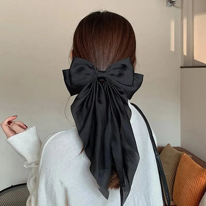 Hair Clips for Women Girls Big Bowknot Solid Satin