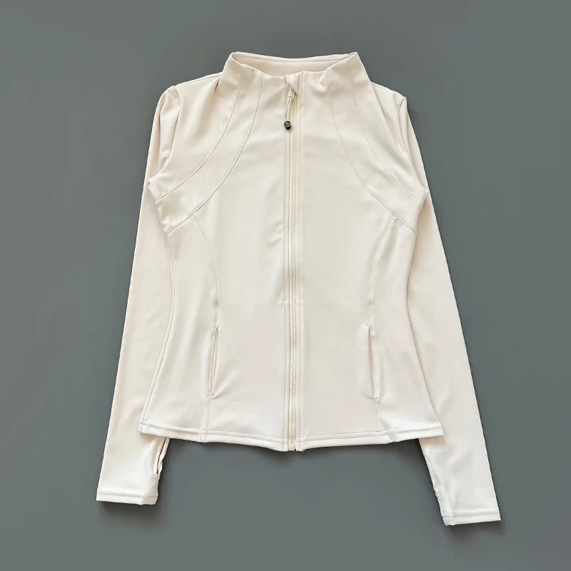 Quick Dry Collar Fitness Jacket For Women Slim-Fit Zipper