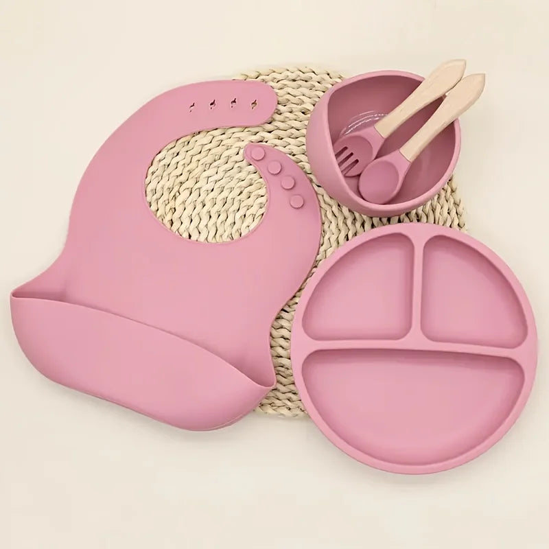 Silicone mother and baby set, cartoon weaning set for toddlers, BPA free, baby dinner plate, baby shower gift, holiday gift