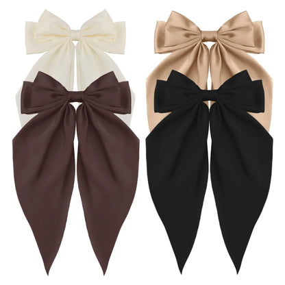 Hair Clips for Women Girls Big Bowknot Solid Satin