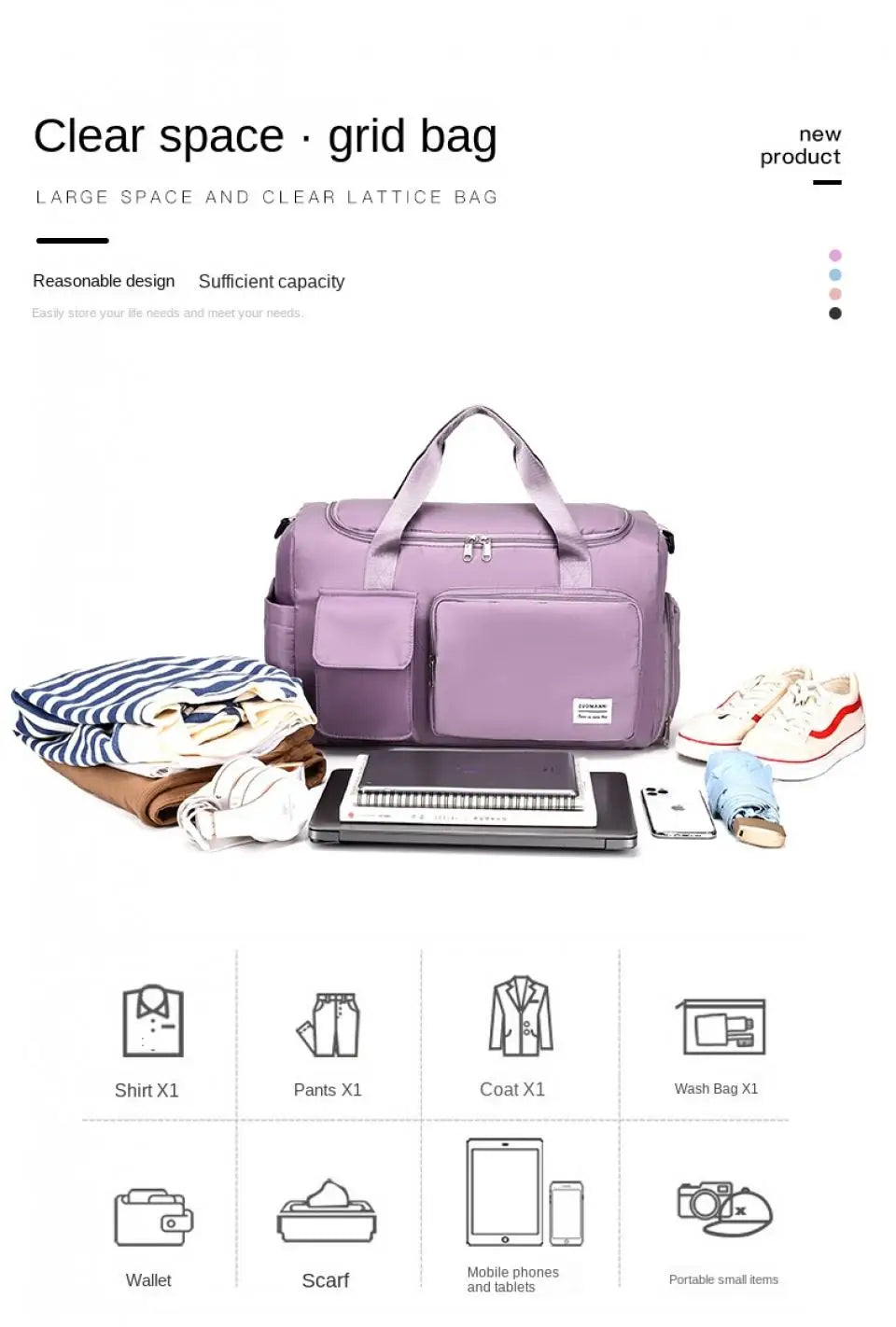 UNIXINU Carry On Travel Bag Large Capacity