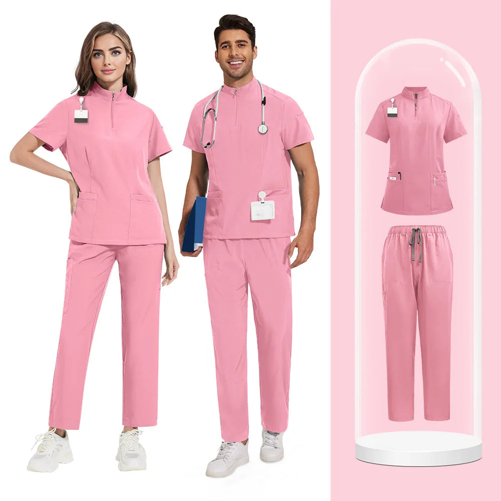 Medical Scrubs Short Sleeved Top+pants